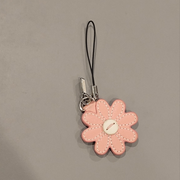 Coach Pink Leather Poppy Flower Charm - Picture 2 of 4